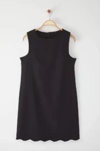 Trendyol Curve Black A-line Mini Weaving Plus Size Dress - Image 5