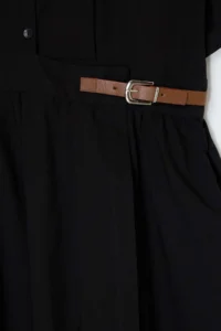 Trendyol Curve Black Poplin Weaving Plus Size Dress - Image 3