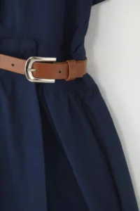 Trendyol Curve Navy Blue Shirt Collar Midi Weaving Plus Size Dress - Image 6