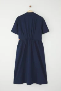 Trendyol Curve Navy Blue Shirt Collar Midi Weaving Plus Size Dress - Image 8