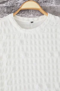 Trendyol Curve White Plain textured A Cut/Life Form Crew Neck textured Maxi Dress - Image 6