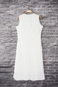 Trendyol Curve White Plain textured A Cut/Life Form Crew Neck textured Maxi Dress - Image 8