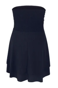 Trendyol Curve Navy Blue Strapless skater/Ribbed Flexible Mini Knitting Dress - Image 6