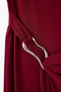 Trendyol Curve Burgundy bodycon Midi Accessory Detailed Knitting Plus Size Dress - Image 6