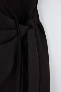 Trendyol Curve Black Slit and Binding Detailed Flannel Midi Weaving Plus Size Dress - Image 6