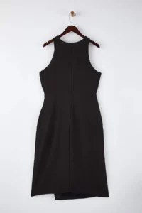 Trendyol Curve Black Slit and Binding Detailed Flannel Midi Weaving Plus Size Dress - Image 8