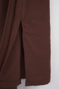 Trendyol Curve Brown Slit and Binding Detailed Flannel Midi Weaving Plus Size Dress - Image 7