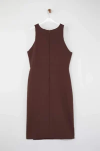 Trendyol Curve Brown Slit and Binding Detailed Flannel Midi Weaving Plus Size Dress - Image 9