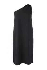 Trendyol Curve Black Asymmetric Yaka Maxi Weaving Plus Size Dress - Image 5