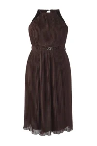 Trendyol Curve Brown bodycon Maxi Size Siphon Weaving Plus Size Dress - Image 5
