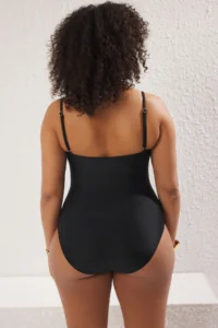 Trendyol Curve Black Square Neck V Low-cut Detailed Arched Waist Plus Size Swimsuit - Image 5