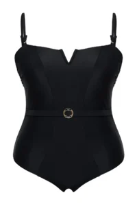 Trendyol Curve Black Square Neck V Low-cut Detailed Arched Waist Plus Size Swimsuit - Image 6