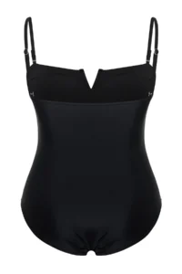 Trendyol Curve Black Square Neck V Low-cut Detailed Arched Waist Plus Size Swimsuit - Image 8