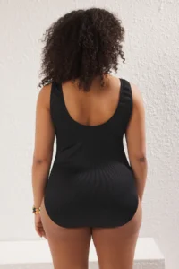 Trendyol Curve Black Shoulder Accessory Detailed Round Neck textured Material Plus Size Swimsuit - Image 5