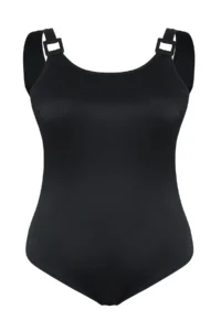 Trendyol Curve Black Shoulder Accessory Detailed Round Neck textured Material Plus Size Swimsuit - Image 6