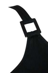 Trendyol Curve Black Shoulder Accessory Detailed Round Neck textured Material Plus Size Swimsuit - Image 7