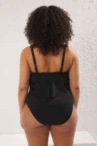 Trendyol Curve Black Ruffle Detailed Round Neck Sleeveless Plus Size Swimsuit - Image 4