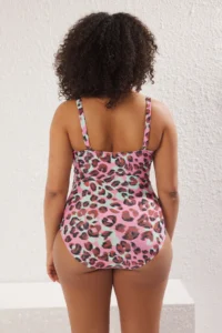Trendyol Curve Multicolored Deep V Cut Out Detailed Leopard Patterned Plus Size Swimsuit - Image 5