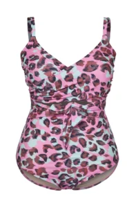 Trendyol Curve Multicolored Deep V Cut Out Detailed Leopard Patterned Plus Size Swimsuit - Image 6