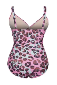 Trendyol Curve Multicolored Deep V Cut Out Detailed Leopard Patterned Plus Size Swimsuit - Image 8