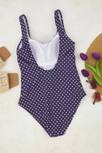Trendyol Curve Navy Blue Puantiye Patterned Plus Size Swimsuit - Image 2
