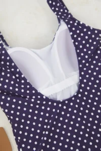 Trendyol Curve Navy Blue Puantiye Patterned Plus Size Swimsuit - Image 3