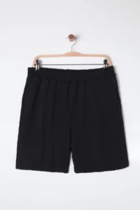 Trendyol Curve Black relaxed Fit textured Material Plus Size Knitting Shorts & Bermuda - Image 6