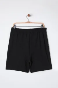 Trendyol Curve Black relaxed Fit textured Material Plus Size Knitting Shorts & Bermuda - Image 8