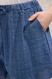 Trendyol Curve Indigo Wide Leg linen look Plus Size Shorts&Bermuda - Image 3