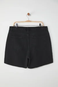 Trendyol Curve Black High Waist Wide Leg 100% Cotton Non-Stretch Plus Size Shorts Skirt - Image 8