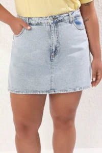 Trendyol Curve Light Blue High Waist Wide Leg 100% Cotton Non-Stretch Plus Size Shorts Skirt - Image 6