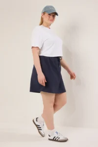 Trendyol Curve Navy Blue Inside OF shorts Knitting Plus Size Skirt - Image 2