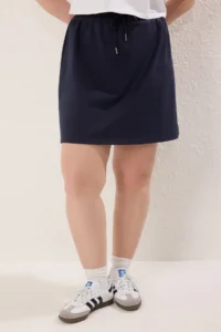 Trendyol Curve Navy Blue Inside OF shorts Knitting Plus Size Skirt - Image 3