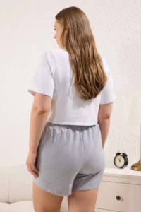 Trendyol Curve Gray Melanj- Black 2 Sets Paket relaxed Pattern Short Knitting Shorts & Bermuda - Image 3