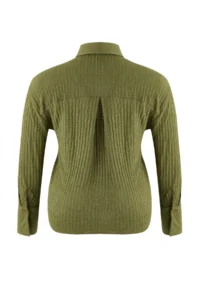 Trendyol Curve Khaki Regular Fit Shirt Collar textured Material Knitting Flexible Plus Size Shirt - Image 7