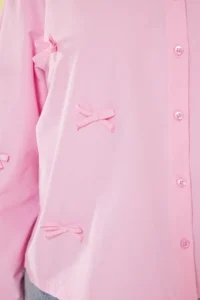 Trendyol Curve Pink with bow Weaving Plus Size Shirt - Image 3