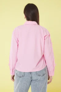 Trendyol Curve Pink with bow Weaving Plus Size Shirt - Image 4