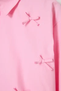 Trendyol Curve Pink with bow Weaving Plus Size Shirt - Image 6