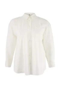 Trendyol Curve More Sustainable Ecru Modal Soft Touch Weaving Plus Size Shirt