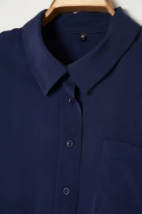 Trendyol Curve More Sustainable Navy Blue Modal Soft Touch Weaving Plus Size Shirt - Image 7