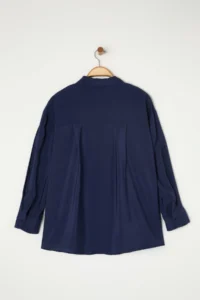 Trendyol Curve More Sustainable Navy Blue Modal Soft Touch Weaving Plus Size Shirt - Image 8