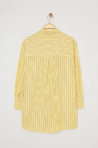 Trendyol Curve Yellow Striped double pocket Weaving Plus Size Shirt - Image 7