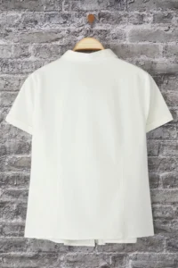 Trendyol Curve Ecru Short Sleeve Fonksiyonel Zippered Weaving Plus Size Shirt - Image 8