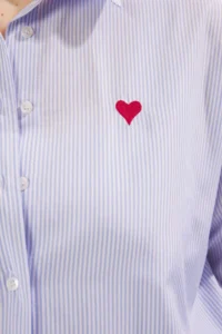 Trendyol Curve Mavi Striped Heart Embroidered Weaving Plus Size Shirt - Image 3