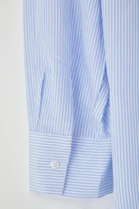 Trendyol Curve Mavi Striped Heart Embroidered Weaving Plus Size Shirt - Image 8