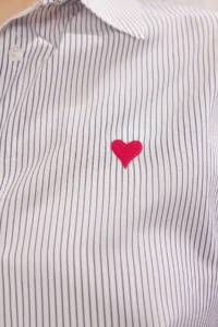 Trendyol Curve White Striped Heart Embroidered Weaving Plus Size Shirt - Image 3