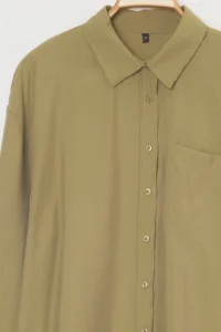 Trendyol Curve More Sustainable Khaki Modal Soft Touch Weaving Plus Size Shirt - Image 6