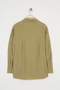Trendyol Curve More Sustainable Khaki Modal Soft Touch Weaving Plus Size Shirt - Image 7