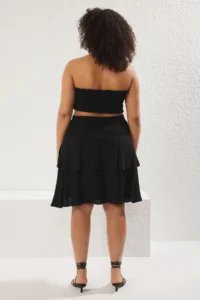Trendyol Curve Black Gipelli/Flexible Belli Ruffled Skirt Plus Size Skirt - Image 5