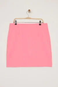 Trendyol Curve Pink Heart Patterned Stoned Mini Weaving Plus Size Skirt - Image 7